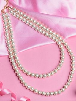 Estele - Gold Plated Fascinating Two Line Pearl Necklace for Women